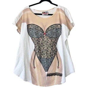 Vintage LA Imprints Lingerie Bikini Body Beach Shirt Swim Cover One Size - Picture 1 of 6