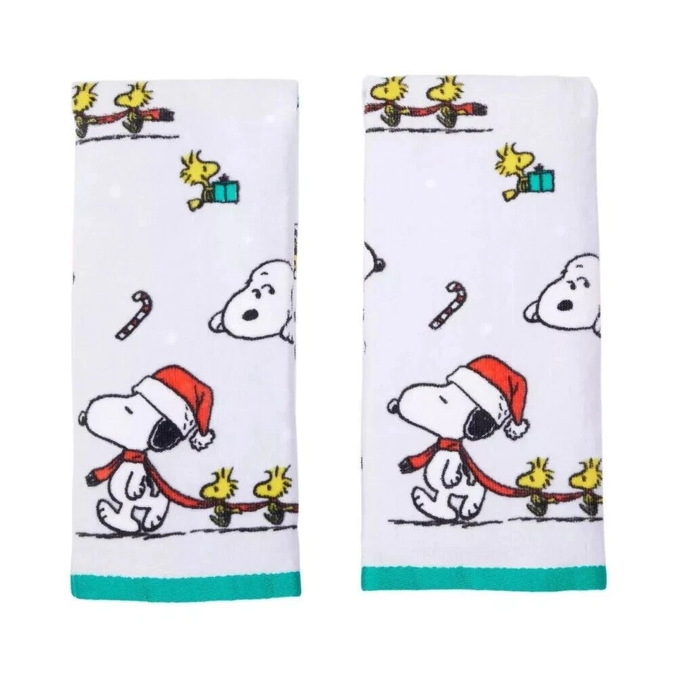 Peanuts Snoopy Woodstock Christmas Kitchen Hand Towels (2 Pack) 15in x 25in
