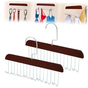 2Pcs Anti Slip Multi Hook Coat Racks,Bra Hangers for Closet Organizer Brown - Picture 1 of 8