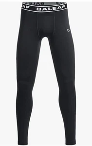 Baleaf Youth Boys' Compression Thermal Base layer Sport Black  PANTS SIZE Medium - Picture 1 of 8