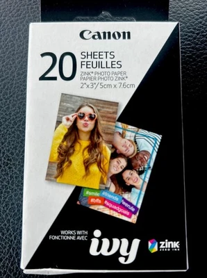Canon Zink Photo Paper Pack, 20 sheets, White, 2" X 3". (3214C001) free shipping - Image 1 of 3