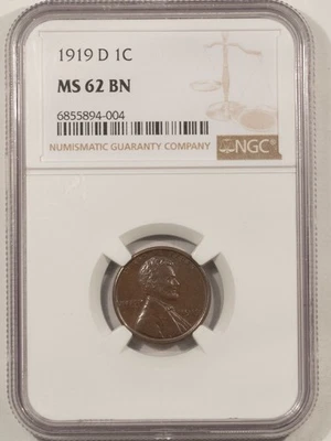 1919-D LINCOLN CENT - NGC MS-62 BN - Image 1 of 3