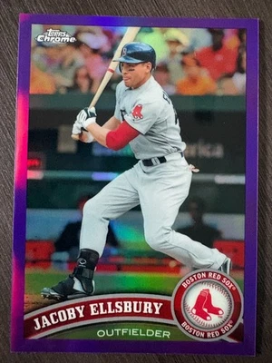 2011 Topps хром Jacoby Ellsbury #124 фиолетовый переливающийся серийный /499 - Изображение 1 из 2