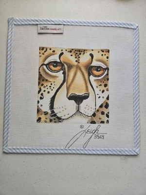 LEIGH Needlepoint White Tiger Face  3514 6x6 18mesh Some Threads  - Image 1 of 3