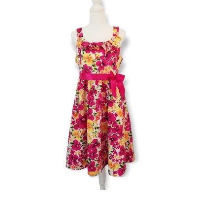 Bonnie Jean Girls Dress Multicolor Floral, ruffle neckline - Size 18 ½ - Image 1 of 4