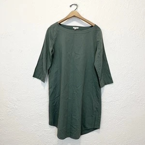 EILEEN FISHER Tunic Dress Green Organic Cotton 3/4 Sleeve Small S - Picture 1 of 6