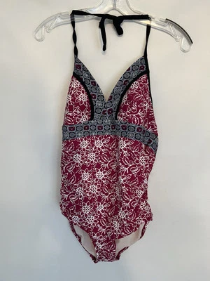 Traje de baño para mujer Merona floral ceñido lateral 1 pieza M Foto 1 de 4