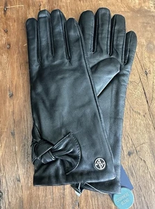 Adrienne Vittadini Genuine Leather Gloves/ Black / Size M/ Soft - Picture 1 of 5