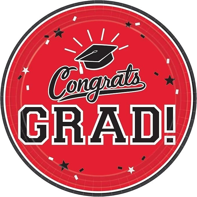 Круглые тарелки Amscan School Colors Pride, 7 дюймов, красные - Изображение 1 из 1