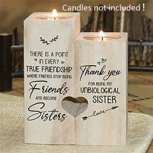 Wood Heart Shape Tea Light Candle Holder Decor Best Gift For Your Bestie 2022 - Picture 1 of 3