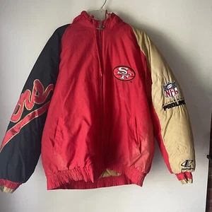 Vintage San Francisco 49ers NFL Authentic Pro Line Graphic Puffer Zip Coat XL - Picture 1 of 10