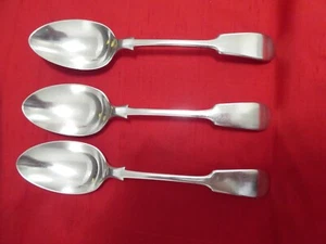 FIDDLE HANDLE A1 SILVER PLATE DESSERT / OVAL SOUP SPOONS X THREE (3) - Picture 1 of 7