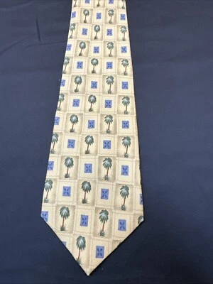 Corbata Tommy Bahama Off Island para hombre palmera amarilla 100 seda hecha a mano Foto 1 de 4