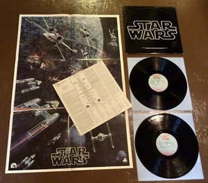 Original 1977 STAR WARS Movie Soundtrack Vinyl LP with Sleeves, Insert, & Poster - Picture 1 of 16