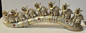 ELEPHANTS WILD ANIMAL GOOD LUCK FORTUNE POWER TRUNK UP FIGURINE  - Picture 1 of 6
