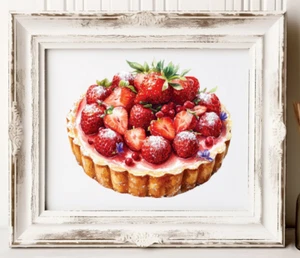 Strawberries Wall Art Print, Strawberry Kitchen Art Print, Home Decor Art #254 - Picture 1 of 2