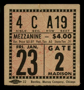 SAM BAROUDI KO'S SATTERFIELD ~ BEAU JACK JOHNNY BRATTON ~ 1948 BOXING TICKET STUB - Bild 1 von 1