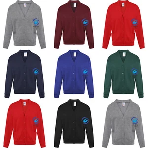 Kids Children Girls Unisex School Uniform Fleece Cardigan Button Closure Front - Picture 1 of 8