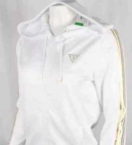 Guess Jeans Women's Hoodie Veda Tricot Full Zip Track Jacket Hoodie White Gold - Picture 1 of 5