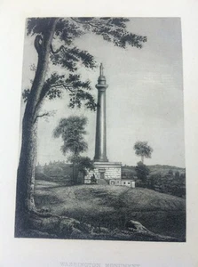 1882 GRABADO EN ACERO MONUMENTO A WASHINGTON - HISTORIA PICTÓRICA SELMAR HESS - Imagen 1 de 5