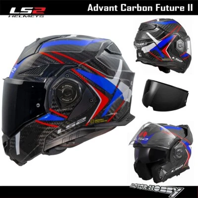 CASCO MODULARE CARBONIO LS2 ADVANT X CARBON FUTURE 2 WHITE BLUE FF901 ECE 22.06 - Immagine 1 di 2