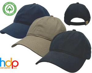 Heavy Washed Cotton Baseball Cap Adjustable Polo Style Plain Solid Blank Dad Hat - Picture 1 of 21