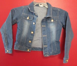 One Step Up Blue Denim Long Sleeve Button Down Jacket Girls Size 7/8 - Picture 1 of 3