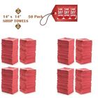 Lot of (50) Red Dyed Shop Towel Finished Mechanics Shop Cotton Towels, 14x14