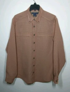 ExOfficio Men's Striped Long Sleeve Button Down Shirt Brown Size M Zip Pockets - Picture 1 of 6