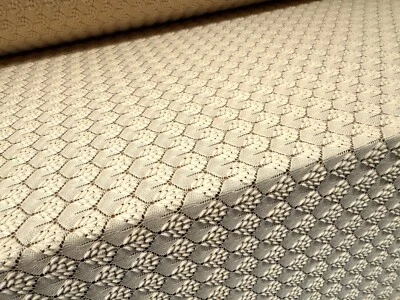 Stretch Crochet Knit Lace Dress Fabric, Per Metre - Scalloped Selvedge - Cream - Image 1 of 4