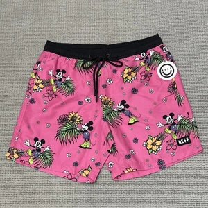 NEW Neff Disney Micky Mouse Men’s Pink Tropical Swim Board Shorts Size Small - Picture 1 of 9
