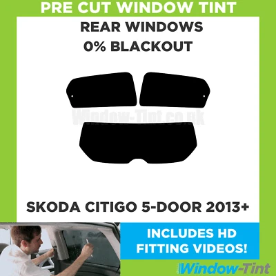 For Skoda Citigo 5-door 2013+ Pre Cut Window Tint Rear 0% Blackout Film - Image 1 of 4