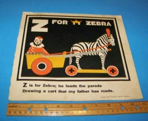 Vintage "Z For Zebra" Card 1932 Harter Publishing - Picture 1 of 2