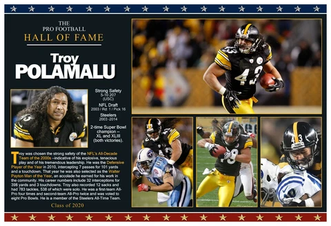 STEELERS GREAT TROY POLAMALU 19”x13” COMMEMORATIVE POSTER Cover