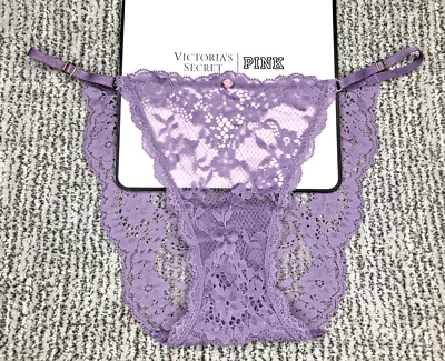 Victoria's Secret NWT Large Purple Lace String Bikini Panty Adjustable Sheer - Image 1 of 4
