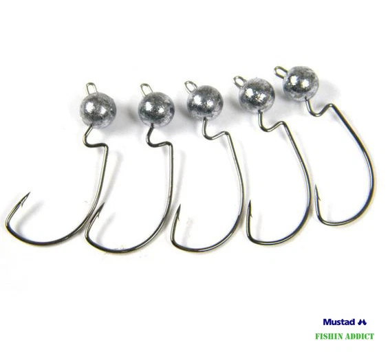 Offset hooks 5g jig heads weedless ( MUSTAD HOOKS ) for Soft Lures PACK OF 5 - Image 1 of 1