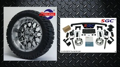 Club Car DS Golf Cart 4" Spindle Extension Lift Kit +14" Wheels and 22" AT Tires Foto 1 de 4