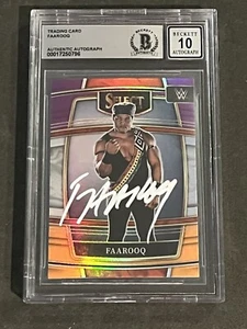 FAAROOQ 2022 PANINI SELECT WWE ORANGE & PURPLE PRIZM SIGNED AUTO CARD BAS 10 - Picture 1 of 2