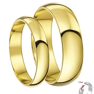 Anello in oro giallo 9 kt con fedi nuziali vuote 4 e 6 mm - Foto 1 di 1