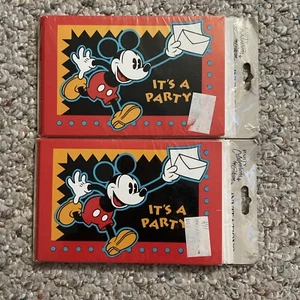 Disney Mickey Mouse “It’s A Party” Invitations w/Envelopes 8 ct New Set Of 2 - Picture 1 of 3