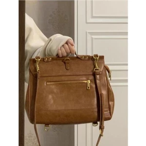 Mochila retro de tres propósitos para mensajero de cuero encerado en aceite - Imagen 1 de 4