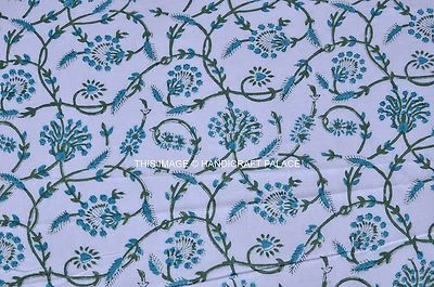 5 yards Cotton Sanganeri Print Fabric Indian Handmade hand Block Print Fabric  - Image 1 of 2