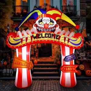 10Ft Halloween Inflatable Clowns Arched Door Outdoor Decorations Day of The Dead - Picture 1 of 8