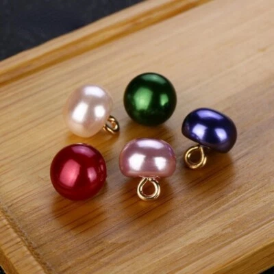 10X 10mm Shiny Half Ball Dome Pearl Button Metal Shank Sewing Materials for DIY - Image 1 of 4