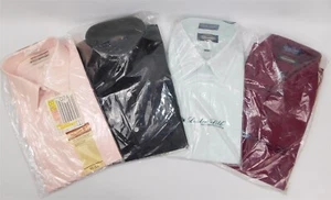 4 Penney Towncraft LUSTRE SILK Mens Shirts 16 32-33 Mint Burgundy Black Pink NOS - Picture 1 of 8