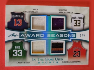 MICHAEL JORDAN JERSEY CARD #d1/6 LARRY BIRD KAREEM ABDUL JABBAR WILT CHAMBERLAIN - Picture 1 of 2