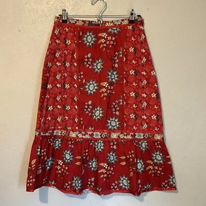 Gonna Blu Ritmo Donna Medio Rosso Floreale Midi Boho LEGGERE - Foto 1 di 10