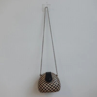 Le Sac Bag Womens Crossbody Shoulder Sling Clutch Purse Black Mini Beige Straw - Image 1 of 4