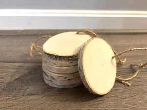 Birch Wood Rounds (pack of 8) 2.5"-3.25" diameter, 1/4" thick - Picture 1 of 2