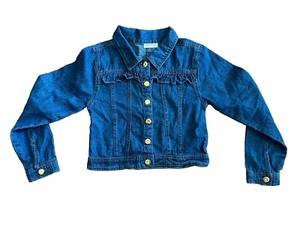 Nanette Lepore Girls Blue Denim Button Up Jean Jacket Ruffle Trim Size 10 - Picture 1 of 7